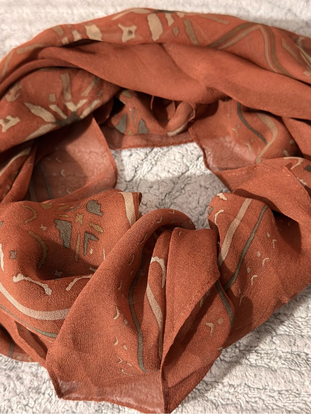 Lightweight Rust Patterned Women's Scarf